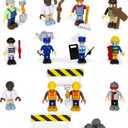 12 Toy Action Figures & Accessories, 2 Inch Play People Construction and Community Worker Figurines - Pretend Play Toys for Kids 3+ (28Pcs)