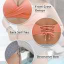 Women's High Waisted Bikini Sets V Neck Twist Front Ruched Bathing Suit Padded Lace Up Back Two Piece Swimsuit (S)