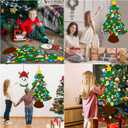 EMPOF Felt Christmas Tree for Toddlers, 3.5ft Felt WallTree Set for Kids Wall with Lights + Snowman Advent Calendar + 6 Face Stickers+ 33 Ornaments, Indoor Christmas Home Decor, Colorful