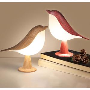 VoMii Bird Desk Lamp Set of 2, Small Table Lamp Cordless Touch Dimmable Night Light with 3 Color Temperature, Cute Lamps Rechargeable, for Bedroom Bedside Nightstand, Room Decor, Bird Gifts