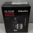 Mueller 12-Cup Drip Coffee Maker - Borosilicate Carafe, Auto-Off, Reusable Filter, Anti-Drip, Keep-Warm Function, Clear Water Level Window Coffee Machine, Kitchen Essentials & Accessories (Black)
