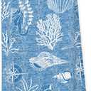 Giosve Blue Coastal Beach Kitchen Towels, Blue Seashell Seahorse Coral Decor Hand Towels for Bathroom, Coastal Beach Dish Tea Towels for Kitchen, Ocean Bathroom Decor, 16x24 Inch