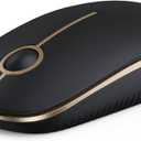 VssoPlor Wireless Mouse, 2.4G Slim Portable Computer Laptop Mouse with Nano Receiver Quiet Silent Optical Mice for Notebook, PC, Laptop, Computer-Black and Gold
