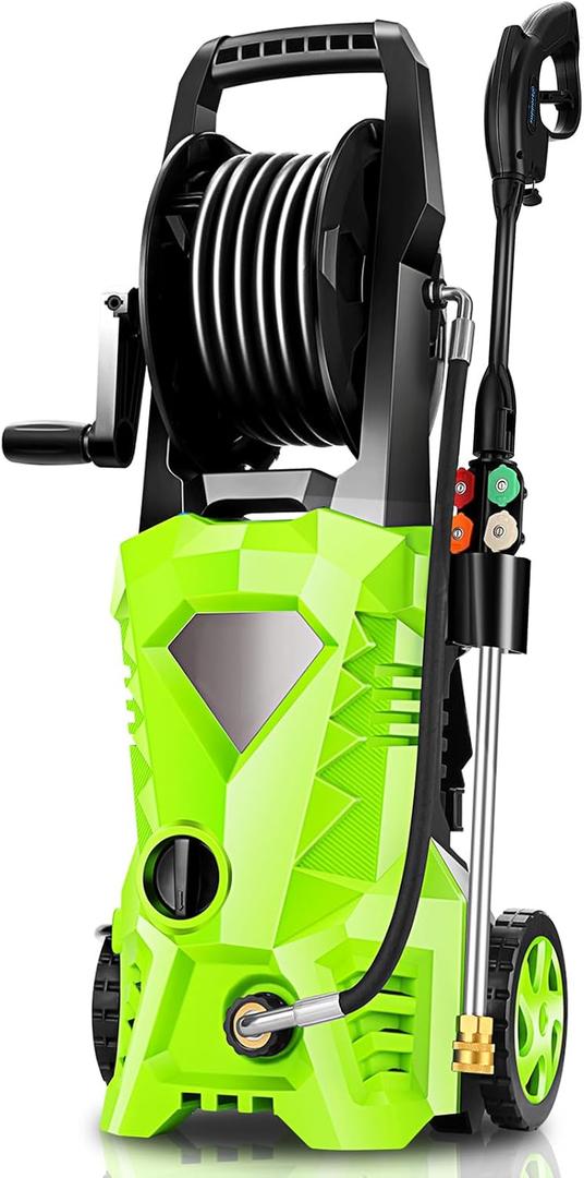 5000 PSI Electric Pressure Washer 2.8 GPM High Power Washer with 4 Pressure Nozzle and Foam Cannon, powerwashers for Home, Car Washing, Fence Cleaning, Green