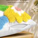 Lumbar Pillow Covers 12x20 - Tufted Decorative Throw Pillow Cover with Zipper for Couch Sofa Bed Living Room Aesthetic Soft Spring Summer Farmhouse Oblong Pillowcase, Five Color Flower