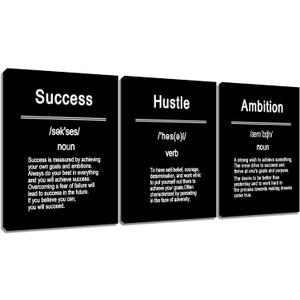 Inspirational Canvas Wall Art Poster Print Motivational Success Hustel Ambition Entrepreneur Quotes Inspiring Picture Painting Wall Decor Artwork for Modern Home Bathroom Ready to Hang [36''W x 16''H]