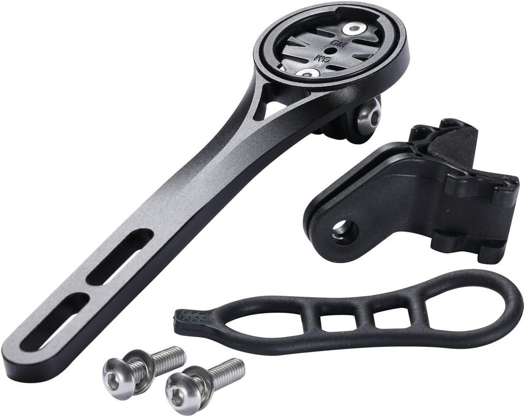 Dymoece Aluminium Alloy Bicycle Computer Mount for Road Bike Integrated Handlebar,Compatible with Garmin Edge 130 200 500 510 520 810 820 1000 1030 and Flashlight (Black)