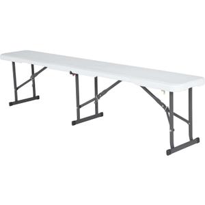 LIFETIME Portable Folding Bench, 6Foot FoldinHalf, UVResistant Seat, PowderCoated Steel Frame, Lightweight, StainResistant, NonMarring Foot Caps, Indoor/Outdoor Portable Seating (White Granite)