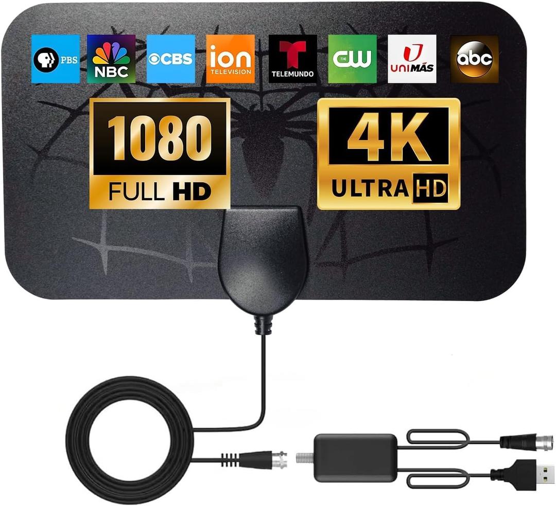 2025 TV Antenna Digital Indoor Outdoor- Supports 8K 4K 1080P, 1500+ Miles Long Range HDTV Antenna, for Smart TV, Amplified HDTV for Free Channel-18FT Coax Cable