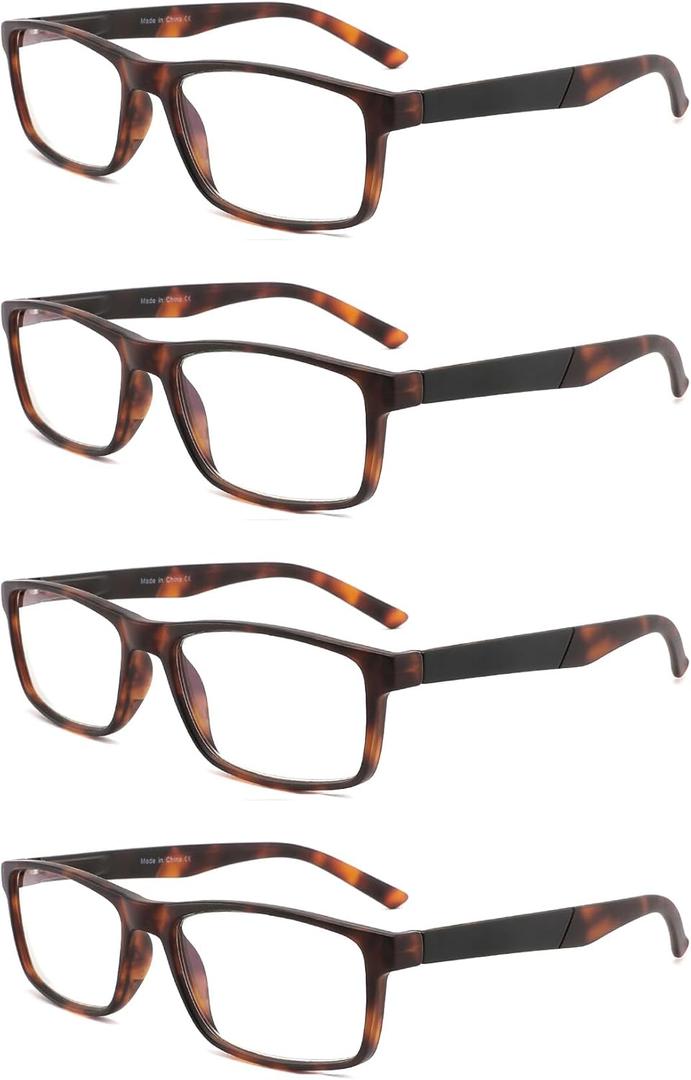 DONGDI Blue Light Blocking Reading Glasses 4 Pack Computer Readers for Women Men,Anti Glare UV Ray Filter Eyeglasses (4pack-brown tortoise, 3.50)