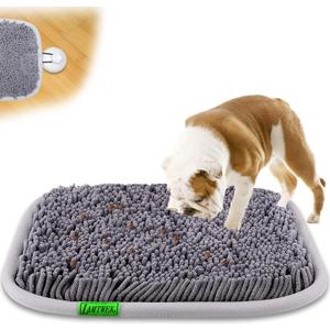 Snuffle Mat for Dogs, 17" x 21" Dog Snuffle Mat Interactive Feed Game for Boredom, Encourages Natural Foraging Skills and Stress Relief, Easy to Fill Machine Washable (Grey)