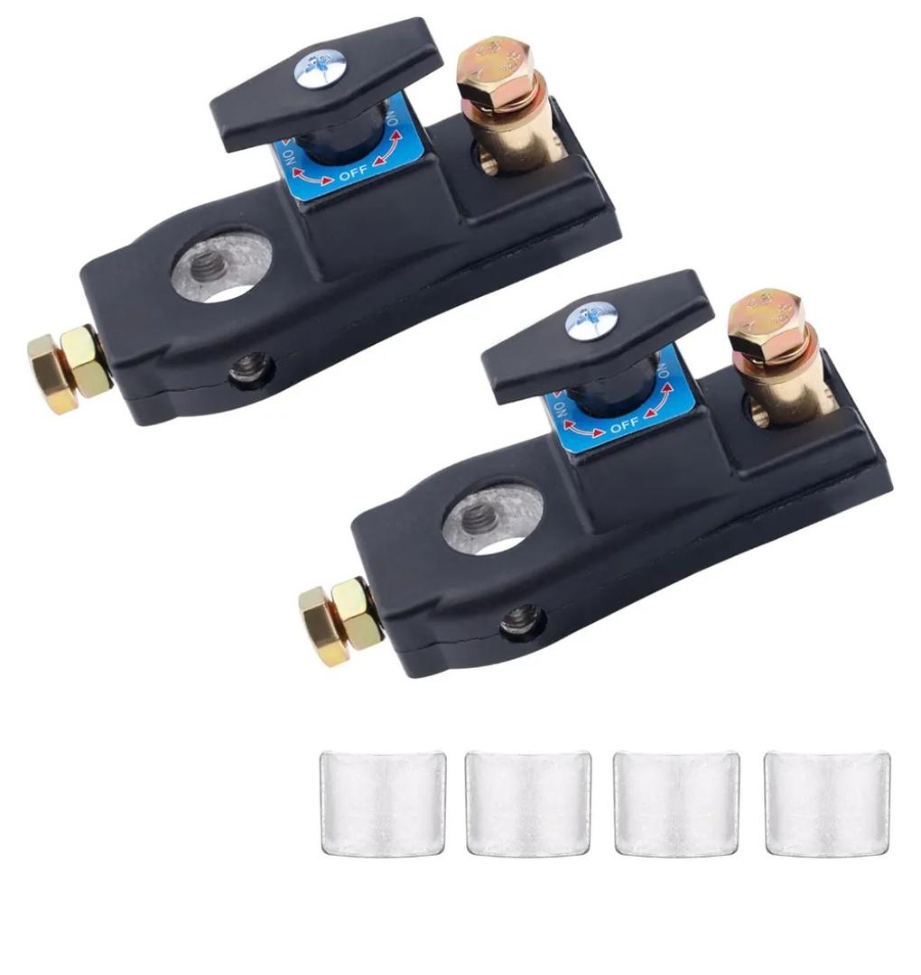 2pcs Battery Disconnect Switch, Kill Switches Master with 4 Spacers for Car Truck RV Vehicles and Boat, 12V/24V Shut Off Switch Electrical for Battery Isolation, Cut Off, and Theft Prevention