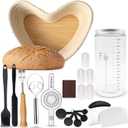 Andersonclan Sourdough Starter Kit 12 Pcs-Heart Shape Bread Proofing Basket, Sourdough Starter Jar, Dough Whisk, Bread Lame, Silicone Brush, Measuring Spoons, Sourdough Bread Baking Supplies