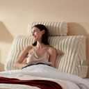 Faux Fur Headboard Pillow with 2 Pack Neck Roll Pillow Large Headboard Pillow Soft and Supportive with Removable Cover (Beige, Twin)