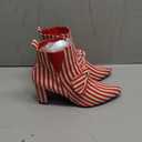 Allegra K Women's Pointed Toe Zip Striped Chunky Heels Ankle Boots (10, Red)