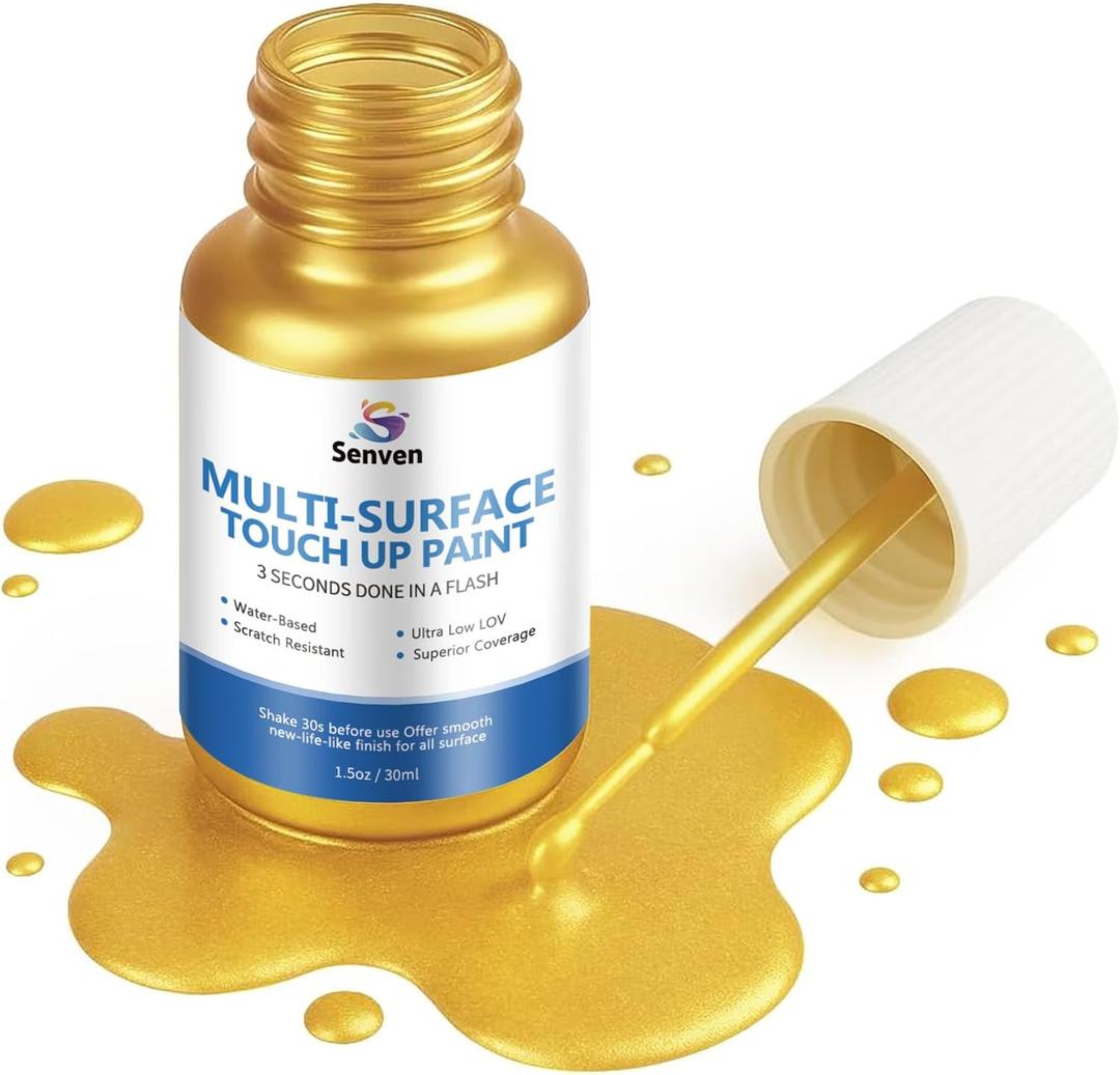 Liquid Gold Leaf Paint High Gloss Multi Surface Rich Gold Paint for Metal, Wood, Plastic, Canvas, Appliance, Furniture Scratch Repair & Art Handcrafts 30ml/1.5oz Fast Drying Acrylic Metallic Finish