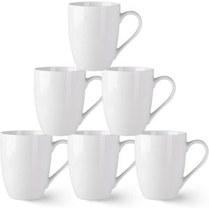 AmorArc 12oz Off White Coffee Mugs Set of 6, Ceramic Coffee Mugs with Large Handle for Man, Woman, Light Weight Coffee Mugs Set for Latte/Cappuccino/Cocoa/Milk, Dishwasher & Microwave Safe, 6Pcs
