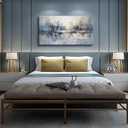 Large Abstract Living Room Canvas Wall Art Blue and White Reflection painting Decor Pictures Modern Big Neutral Posters Prints for Bathroom Bedroom Office Home Decoration 40x20