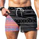 Keevoom Mens Swim Trunks Compression Liner Swim Shorts Quick Dry Swimwear Swimsuit Bathing Suits Board Shorts with Pockets (Medium, Black Stripe)