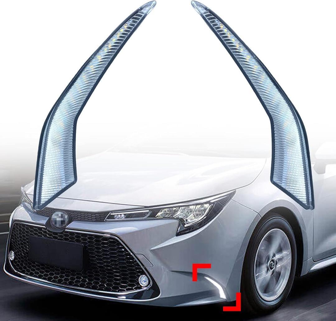 Switchback White/Amber LED Front Fog Daytime Running Lamp w/Dynamic Flash LED Turn Signal light Feature Compatible with Toyota Corolla 2021-2022 L LE XLE Hybrid Accessories (Front Fog Light)