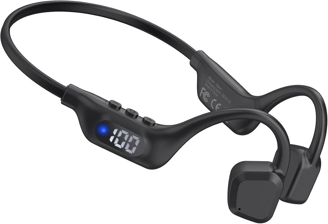 Bone Conduction Headphones, 14H Playtime Bluetooth 6.0 Open-Ear Earbuds with Mic, IPX5 Waterproof Lightweight Headset, Wireless Sport Earphones for Running, Cycling, Gym Workouts(Ink Black)