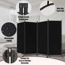 Room Divider-Folding Privacy Screens, 6 ft Partition Room Dividers Wall for Separation, Home, Office, Classroom, Studio (Black, 4 Panel)