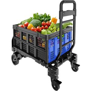 2 in 1 Folding Hand Dolly Cart with Wheels,300LBS Capacity Hand Truck Dolly with Basket, Collapsible Dolly Cart Suitable for Grocery, Shopping, and Transportation. 2 in 1 Folding Hand Dolly Cart with Wheels,300LBS Capacity Hand Truck Dolly with Basket, Collapsible Dolly Cart Suitable for Grocery, Shopping, and Transportation.