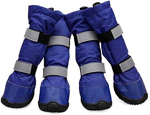 Outdoor Dog Boots Winter Dog Shoes Nonslip for Snow Rain (Blue,L, 4pcs）