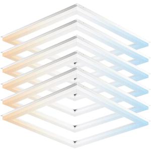 2X2 FT Edge-Lit Frame Upgraded Version LED Panel Lights,5CCT Selectable 3000K-6500K, 2600/3900/5200LM,20W/30W/40W Switch, Grid Drop Ceiling Lights,0-10V Dimmable, Damp Rated,100-277V,ETL Listed 6Pack