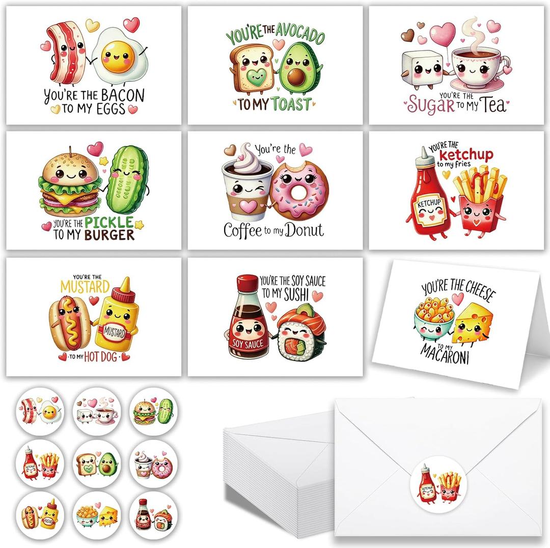 36 Funny Exchange Cards for Kids with Envelopes & Stickers, Blank Inside for 9 Assorted Fun Adorable Designs for School Classroom, Loved Ones, Gifting, Mailing
