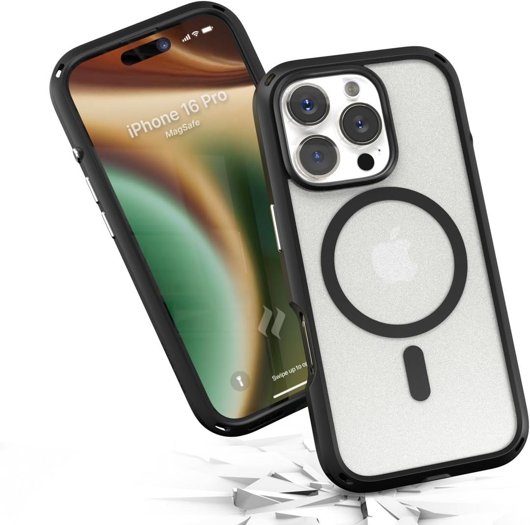 Case for iPhone 16 Pro, Military Grade Drop Protection Slim Case for Apple iPhone 16 Pro with Wrist Lanyard, Compatible with Magsafe, Crystal Clear Back Protective Case Cover