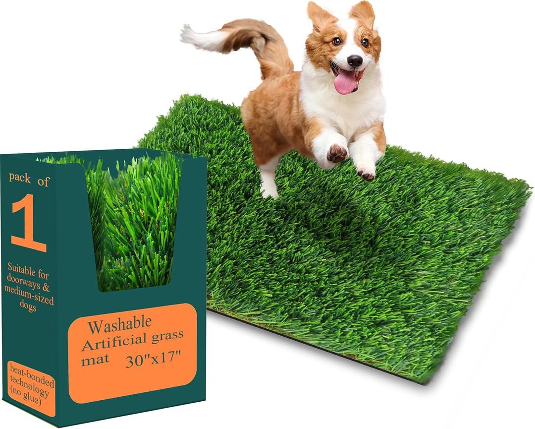 Washable Artificial Grass DogPotty Pad -Durable Fake Grass Pee Pad,Reusable Indoor/Outdoor Puppy TrainingMat for Dogs & Small Pets, Artificial GrassDoormat (30x17Pack of 1)