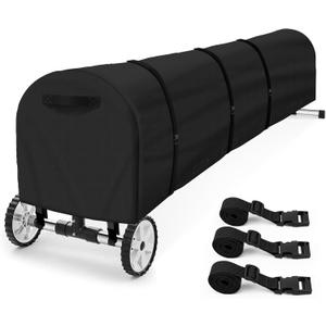 Swimming Pool Solar Reel Cover, 16Ft UV Resistant Inground Pool Solar Protective Blanket Reel Cover 420D Heavy Duty Waterproof Winter Solar Blanket Reel Roller Covers Protector (20Ft, Black)
