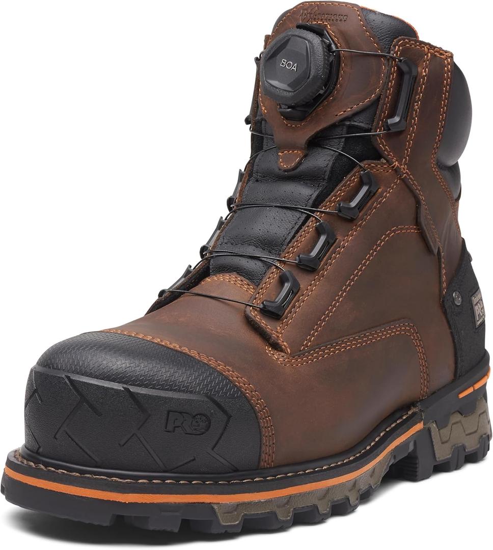 Timberland PRO Men's Boondock BOA 6 Inch Composite Safety Toe Waterproof Puncture Resistant Industrial Work Boot, Mocha Brown, 8M