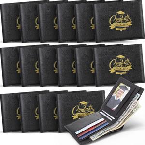 16 Pack 2026 Graduation Gifts Bulk for Men Him PU Leather Wallets with Money Clip Card Holder Engraved Congrats Grad Wallet for Men College Son Boyfriend