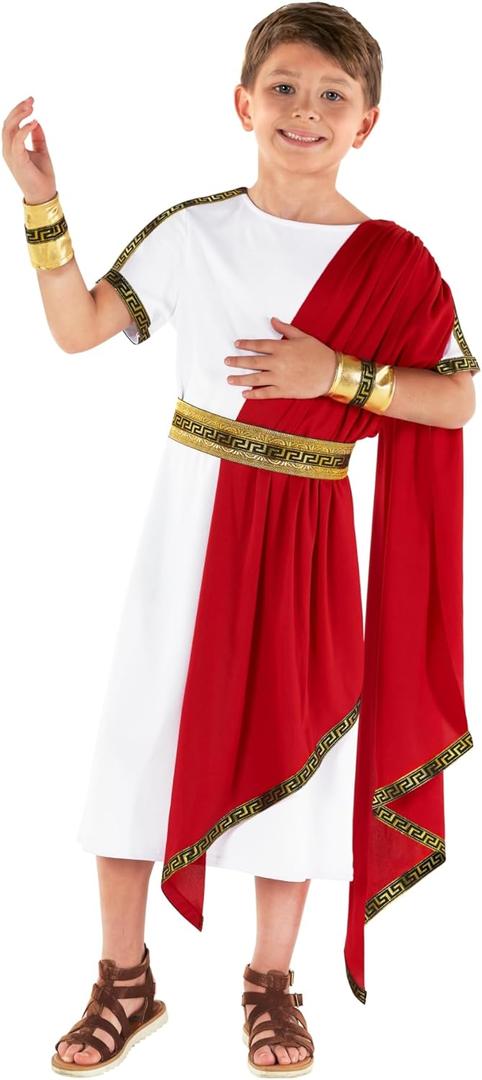 Morph Roman Costume Kids Greek Toga Costume Kids Greek God Boys Emperor Halloween Costumes For Boys (Large)