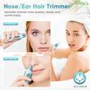 Ear and Nose Hair Trimmer Clipper - 2026 Professional Painless Eyebrow & Facial Hair Trimmer for Men Women, Battery-Operated Trimmer with IPX7 Waterproof, Dual Edge Blades for Easy Cleansing Blue