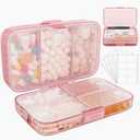 FYY Weekly Pill Organizer with Labels, 8 Compartments Travel Daily Pill Case Airtight Moistureproof Large Pill Box to Hold Vitamins, Fish Oil, Supplements, Cotton Swab and Bandages-Pink