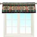 Green Southwest Tribal Navajo Aztec Fancy Abstract Geometric Ethnic Hipster Window Curtain Valance Blackout for Decorative Privacy Rod Pocket 52 X 16 Inches