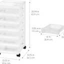 IRIS USA Plastic Drawer Storage Organizer Rolling Cart, with Wheels Casters, 6-Drawers, for Classroom Art Craft Supplies Dresser Closet Bathroom Laundry Room, White/Clear