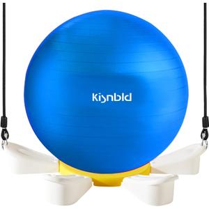 Exercise Ball, Daisy Shaped Yoga Ball Base with Resistance Bands for Stability, Yoga, Balance & Preganancy, Anti-Burst Ball Chair for Office, Home & Gym(65cm/22in) (Blue Set)