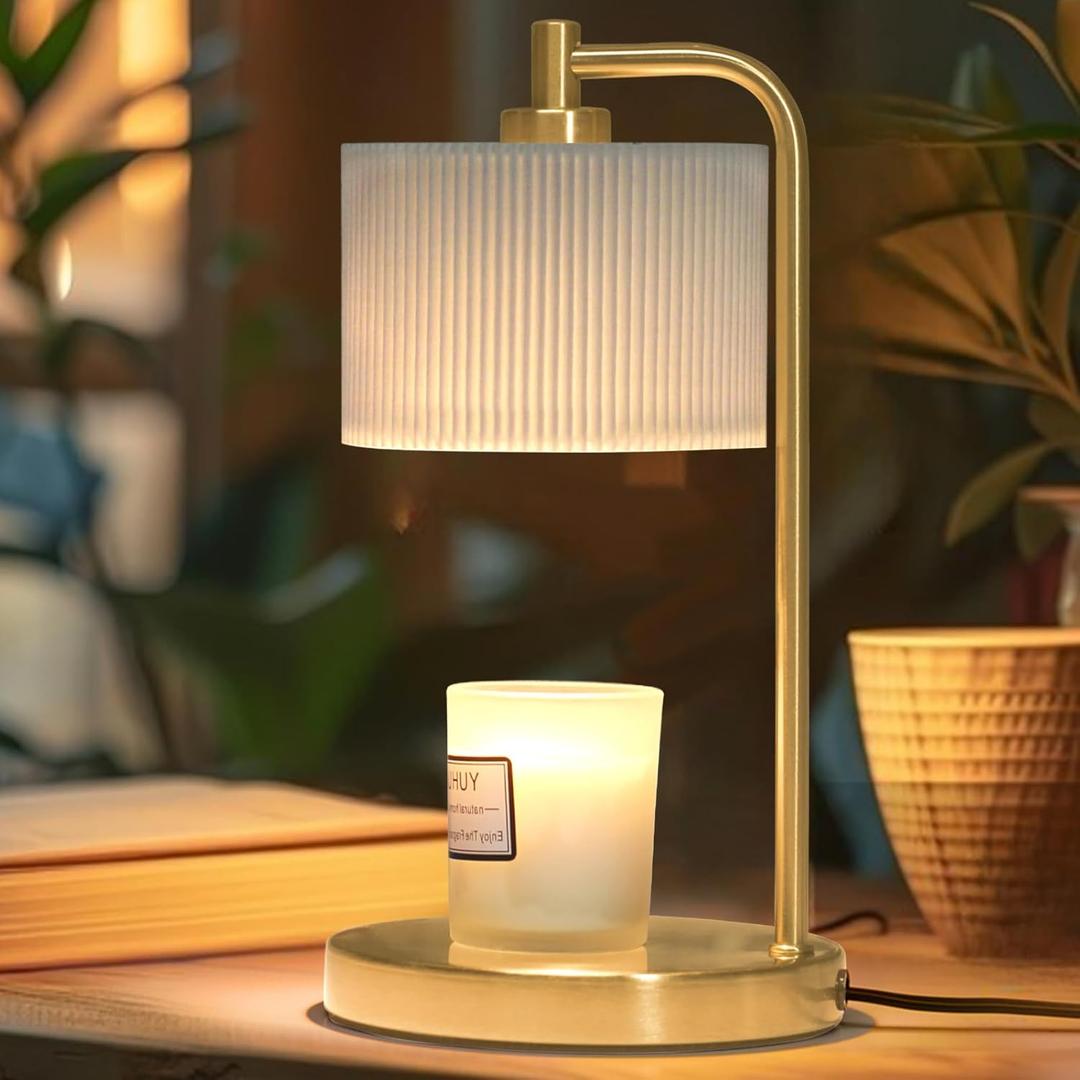 Candle Warmer Lamp with Timer, Candle Wax Warmer Candle Lamp, Room Decor Housewarming Gifts Mothers Day Gifts (Gold)