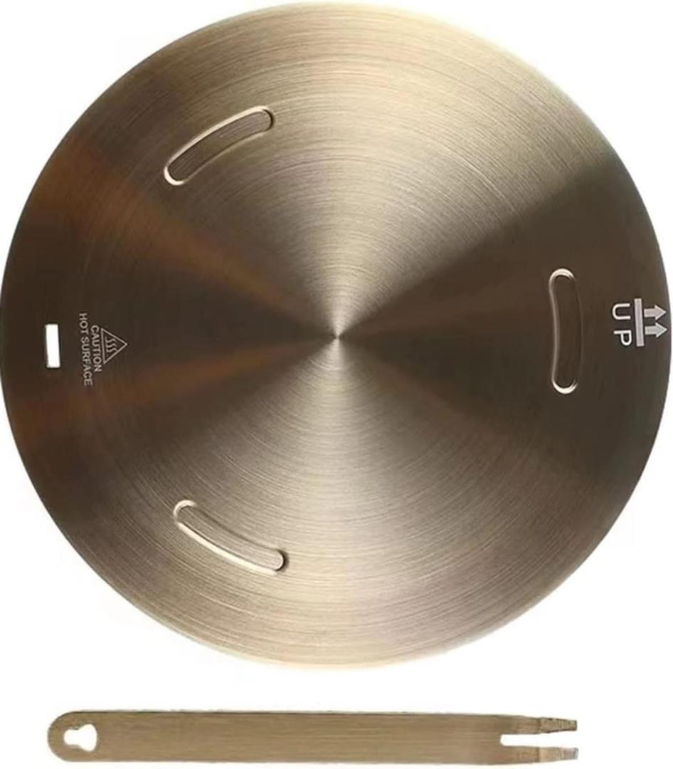 Heat Diffuser Plate, Stainless steel with aluminum interlayer Induction Adapter Plate with Removable Handle for Electric Gas Stove Cooking 6.3inch