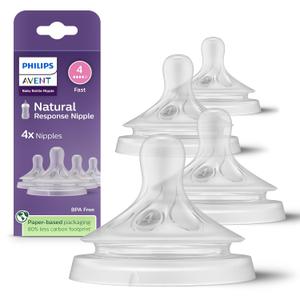 Philips Avent Natural Response Nipples, Fast Flow (Flow 4), 4-Pack, SCY964/44