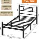 Black Metal Twin Size Bed Frames with headboard,Noice Free Design,Heavy Duty Sturdy Mattress Foundation,12in Under Bed Storage Space,Easy Assembly,Tools Free