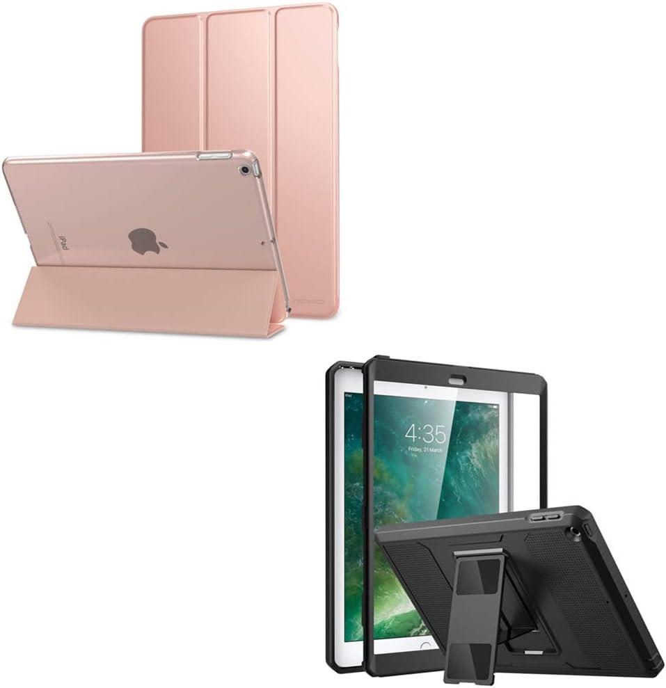 MoKo Case Fit 2018/2017 iPad 9.7 6th/5th Generation - [Heavy Duty] Shockproof Full Body Rugged Hybrid Cover with Built-in Screen Protector with PC case