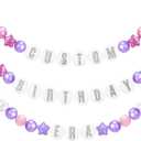 Simgoing 103 Pcs Giant Friendship Bracelet Garland DIY Birthday Jumbo Friendship Bracelet Banner Kit Famous Singer Customizable Party Wedding Decor(Blue)