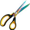 Scissors All Purpose, 9.5 Inch Premium Stainless Steel Scissors Heavy Duty Titanium Coating Sewing Fabric Scissor Cutting Fabric Leather, Hand Cutting Tools for Office, Home, School, Sewing and Crafts (Yellow)