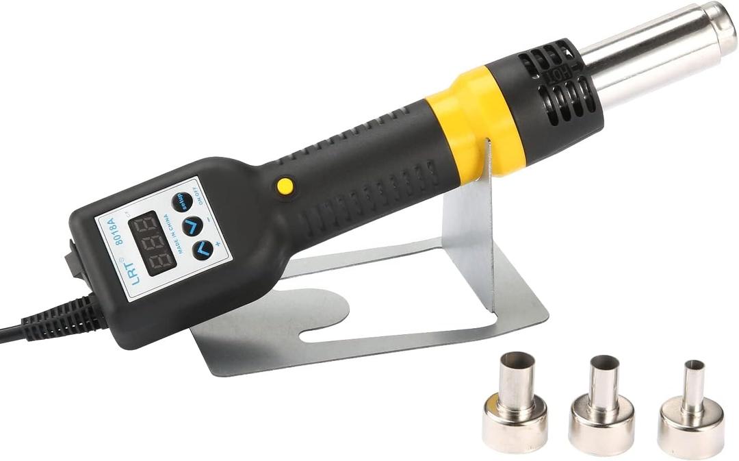 LRT 8018A Professional Hot Air Rework Station with Digital Temperature Control - 600W SMD Desoldering Gun, 3 Nozzles & LED Display for Electronics Repair, PCB Soldering, Phone Fixing Tools