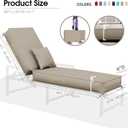 Chaise Lounge Cushions Outdoor, 80 x 26 x 6 Inch Olefin Waterproof and Fade Resistant Patio Furniture Lounge Chair Cushions with Removable Cover, Lounger Pad with Handle and 16 Straps, Beige